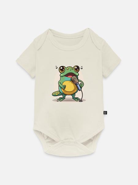 Frösche Melodie - Baby Premium Kurzarmbody - Naturweiß