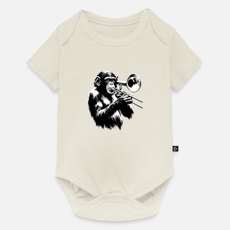 Monkey Orchestra Trombone - Body à manches courtes Premium Bébé - blanc cassé