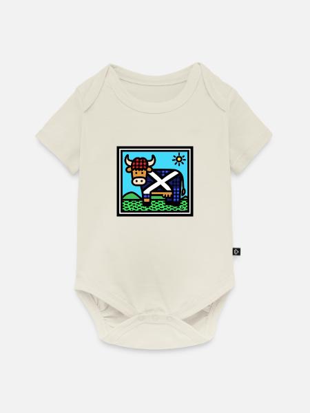 Schottische Hochlandkuh - Pop Art - Baby Premium Kurzarmbody - Naturweiß
