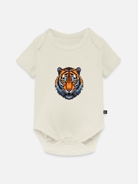Tigerkopf - Baby Premium Kurzarmbody - Naturweiß