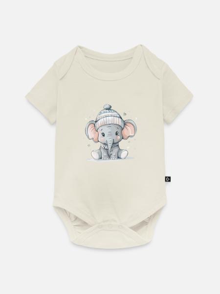 Süßer Babyelefant - Baby Premium Kurzarmbody - Naturweiß