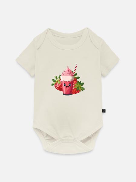 erdbeer shake - Baby Premium Kurzarmbody - Naturweiß