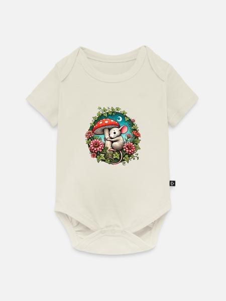 Maus - Baby Premium Kurzarmbody - Naturweiß