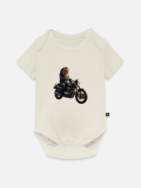 Biker-Löwe - Baby Premium Kurzarmbody - Naturweiß