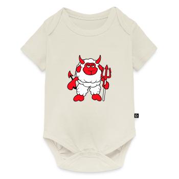 Mouton Diable Satan Enfer Mal Trident Cornes Cool - Body à manches courtes Premium Bébé - blanc cassé - Devant