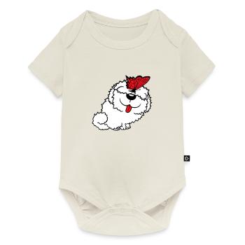 Dog Butterfly Nose Cute Funny Happy Comic - Baby Premium short-sleeve bodysuit - off white - Front