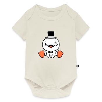 Sir Vogel Zylinder Hut Monokel Brille reicher Herr - Baby Premium Kurzarmbody - Naturweiß - Vorne