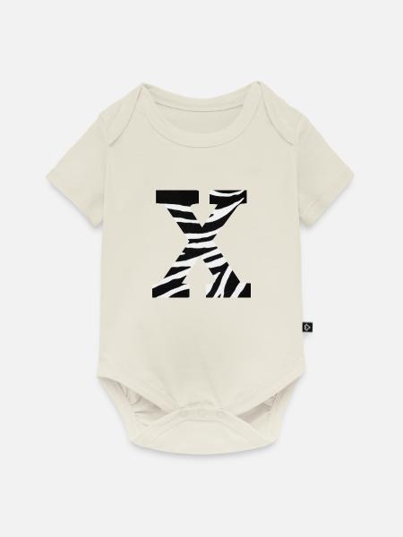 Buchstabe x Zebra - Baby Premium Kurzarmbody - Naturweiß