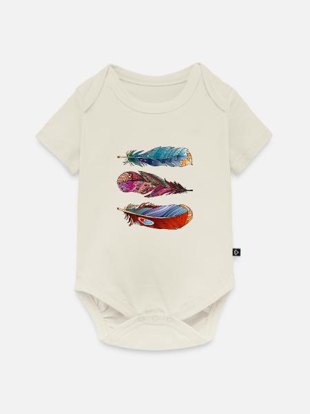 Feder - Baby Premium Kurzarmbody - Naturweiß
