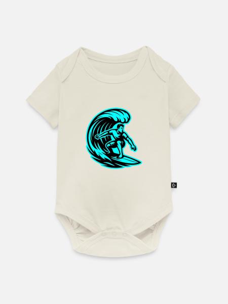 Surfer Welle Surfen - Baby Premium Kurzarmbody - Naturweiß
