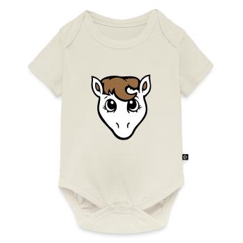 cheval mignon poney fille femelle fille cheval fille - Body à manches courtes Premium Bébé - blanc cassé - Devant