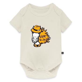 cheval homme chapeau costume cravate détective garçon cool - Body à manches courtes Premium Bébé - blanc cassé - Devant