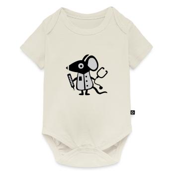 Maus Arzt - Doctor - Ratte - Baby Premium Kurzarmbody - Naturweiß - Vorne