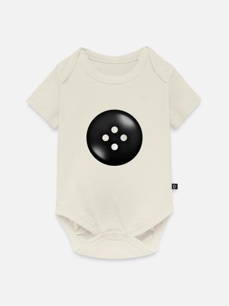 schwarzer Knopf - Baby Premium Kurzarmbody - Naturweiß