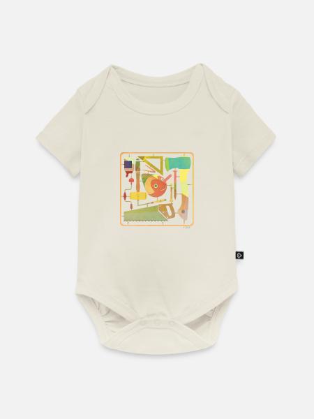 wood_pino - Baby Premium Kurzarmbody - Naturweiß