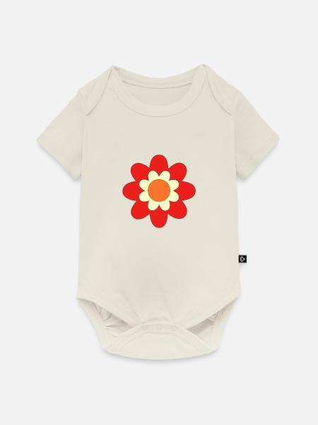 Blümchen 1 - Baby Premium Kurzarmbody - Naturweiß