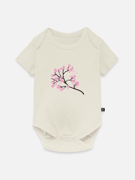 Blühende Kirschzweige - Baby Premium Kurzarmbody - Naturweiß