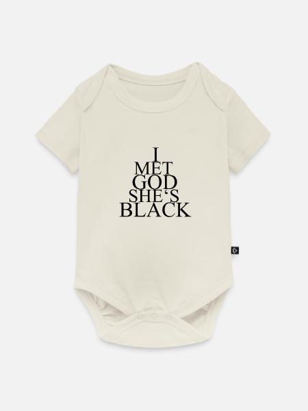I MET GOD | MODISCHES GESCHENK! - Baby Premium Kurzarmbody - Naturweiß