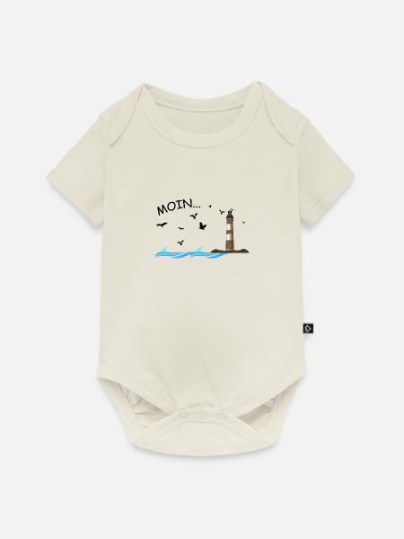 moin sagt man in Norddeutschland Küste Ostsee - Baby Premium Kurzarmbody - Naturweiß