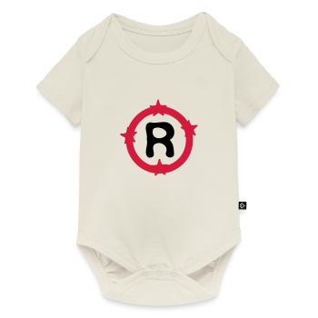 Lettre R & Cercle motif de formes - Body à manches courtes Premium Bébé - blanc cassé - Devant