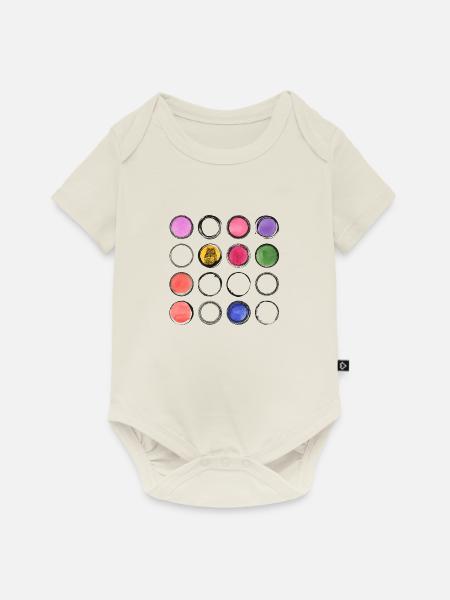 bunte Eule Muster Kreis - Baby Premium Kurzarmbody - Naturweiß
