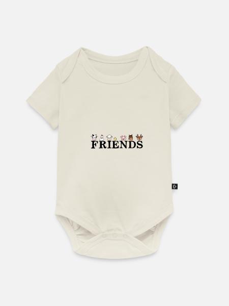 Friends Animals -Tier Freunde - Vegan - Baby Premium Kurzarmbody - Naturweiß