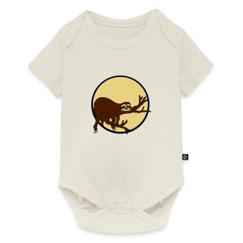 night moon sun evening round circle sloth despan - Baby Premium short-sleeve bodysuit - off white - Front