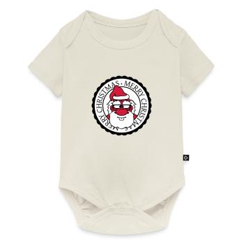 santa claus round circle stamp nikolaus weihnac - Baby Premium short-sleeve bodysuit - off white - Front