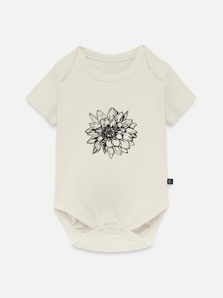 Dahlie schwarz - Baby Premium Kurzarmbody - Naturweiß