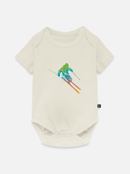 skiing male de - Baby Premium Kurzarmbody - Naturweiß