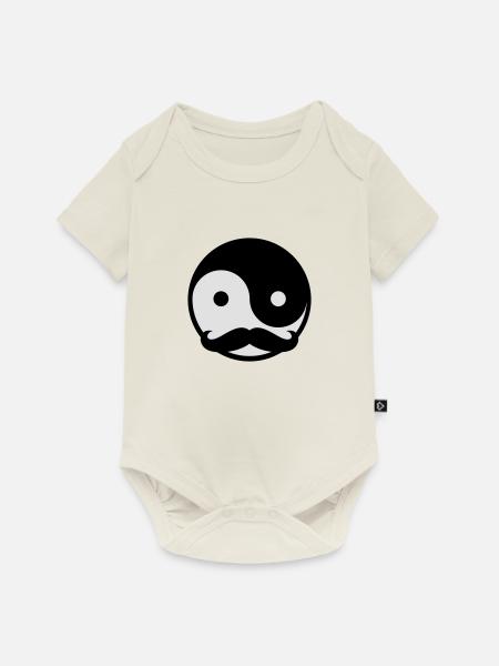 Mustache Yin Yang - Baby Premium Kurzarmbody - Naturweiß