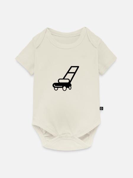 Rasenmäher Gartenarbeit - Baby Premium Kurzarmbody - Naturweiß