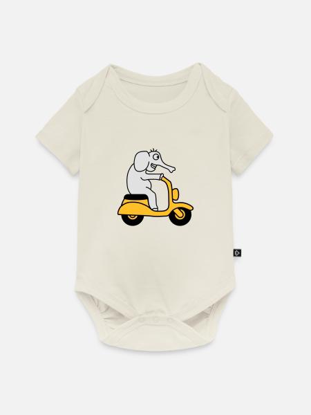 Moped Elephant - Baby Premium Kurzarmbody - Naturweiß