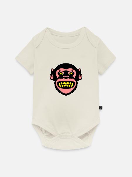 monkey monkey Grimasse 8 - Baby Premium Kurzarmbody - Naturweiß