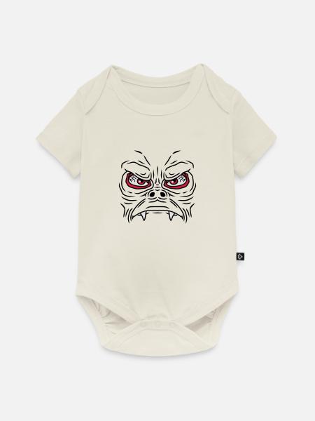 Monster Face - Baby Premium Kurzarmbody - Naturweiß