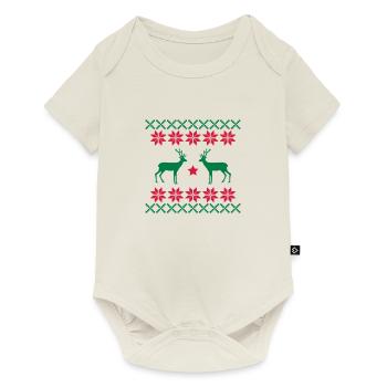 reh_norwegen_muster2 - Baby Premium Kurzarmbody - Naturweiß - Vorne
