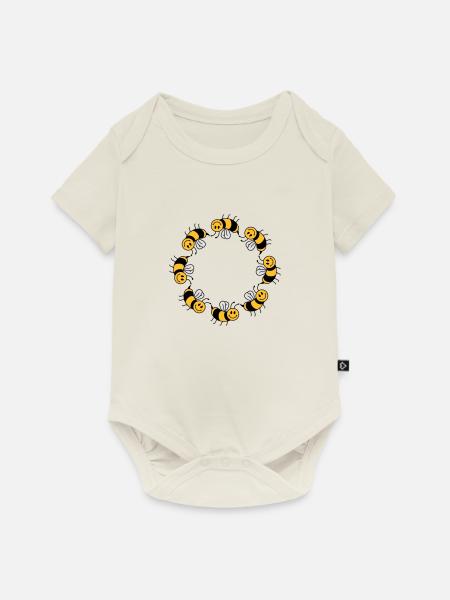 Lustiges Bienen Kreis Muster - Baby Premium Kurzarmbody - Naturweiß