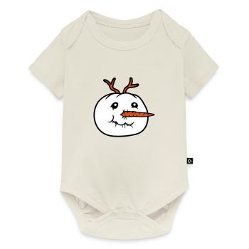 bonhomme de neige visage tête cool hiver noël ka - Body à manches courtes Premium Bébé - blanc cassé - Devant