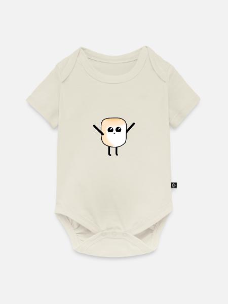 Marshmallow süß Süßigkeit Mädchen Kind - Baby Premium Kurzarmbody - Naturweiß