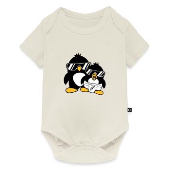 penguin father son daughter baby child pacifier win - Baby Premium short-sleeve bodysuit - off white - Front
