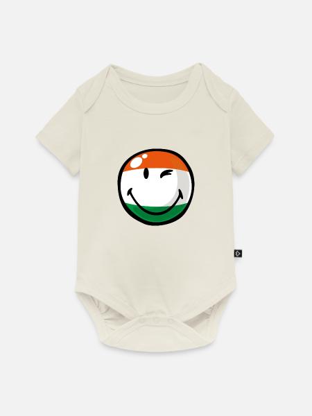 Smiley India - Baby Premium Kurzarmbody - Naturweiß
