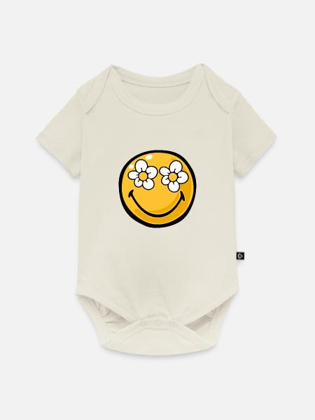 Smiley flower eyes - Baby Premium Kurzarmbody - Naturweiß