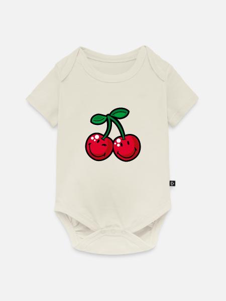 Smiley Cherries - Baby Premium Kurzarmbody - Naturweiß