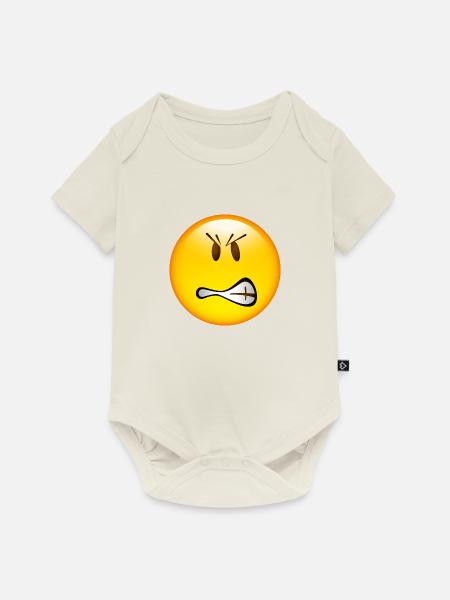 Smiley Glossy Angry - Baby Premium Kurzarmbody - Naturweiß
