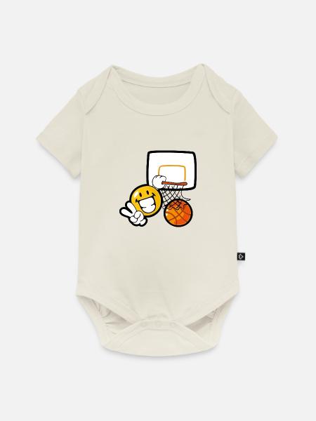 Smiley Basketball - Baby Premium Kurzarmbody - Naturweiß
