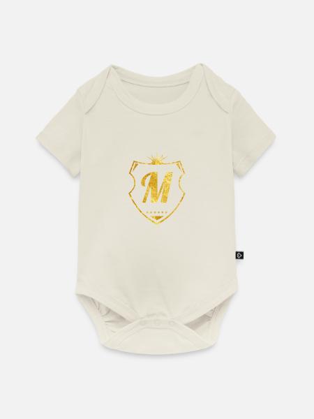 M buchstabe gold - Baby Premium Kurzarmbody - Naturweiß
