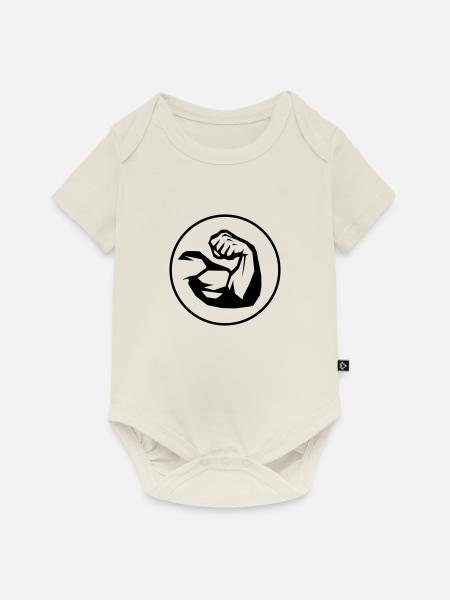 arm power strengh - Baby Premium Kurzarmbody - Naturweiß