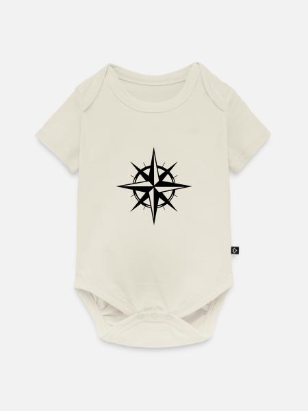 Kompass - Baby Premium Kurzarmbody - Naturweiß