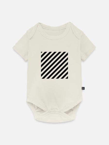 Quadrat gestreift - Baby Premium Kurzarmbody - Naturweiß