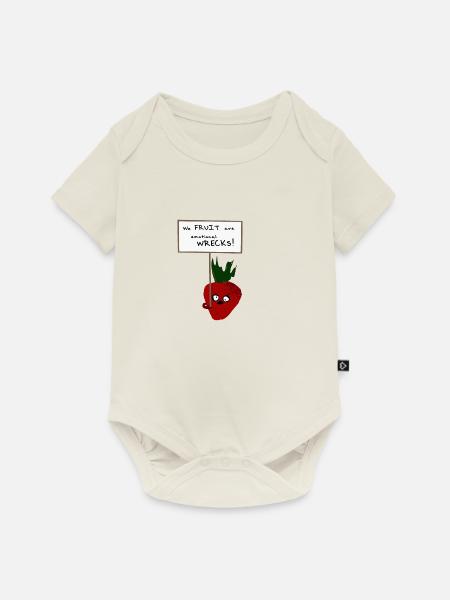 Erdbeer-protestierende Veganer - Baby Premium Kurzarmbody - Naturweiß